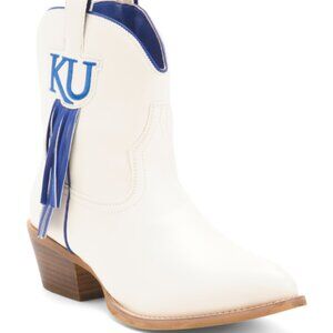 Vaccari Leather Kansas Lucy Cowgirl Booties White/Blue